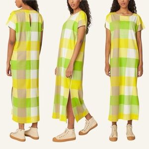 SKFK Iris Neon Checkered Maxi Shirt Dress